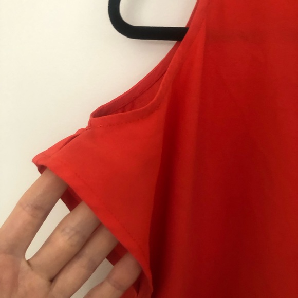 NINE WEST bright orange square blouse - Picture 4 of 6